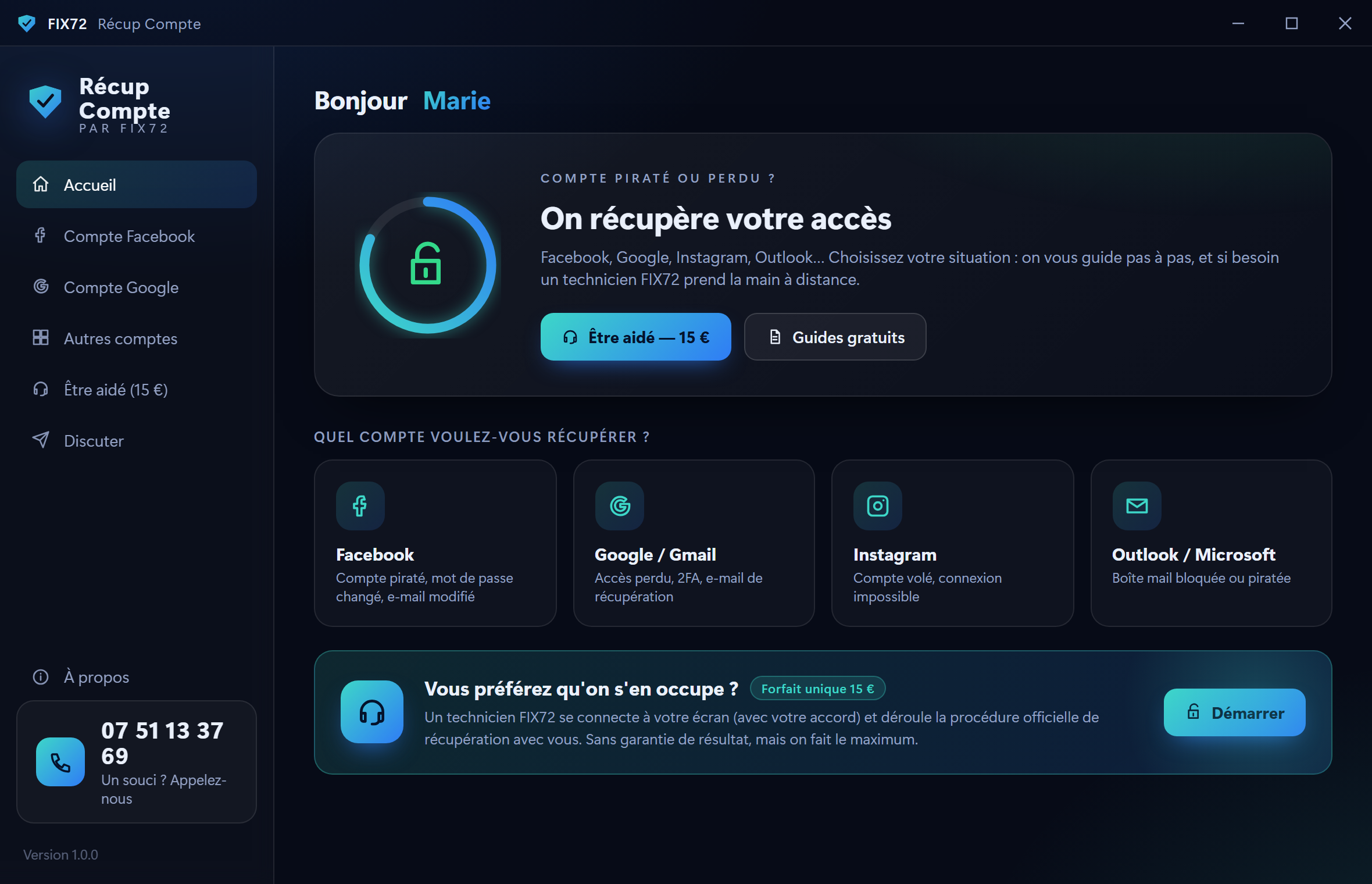 Accueil — choisissez votre compte