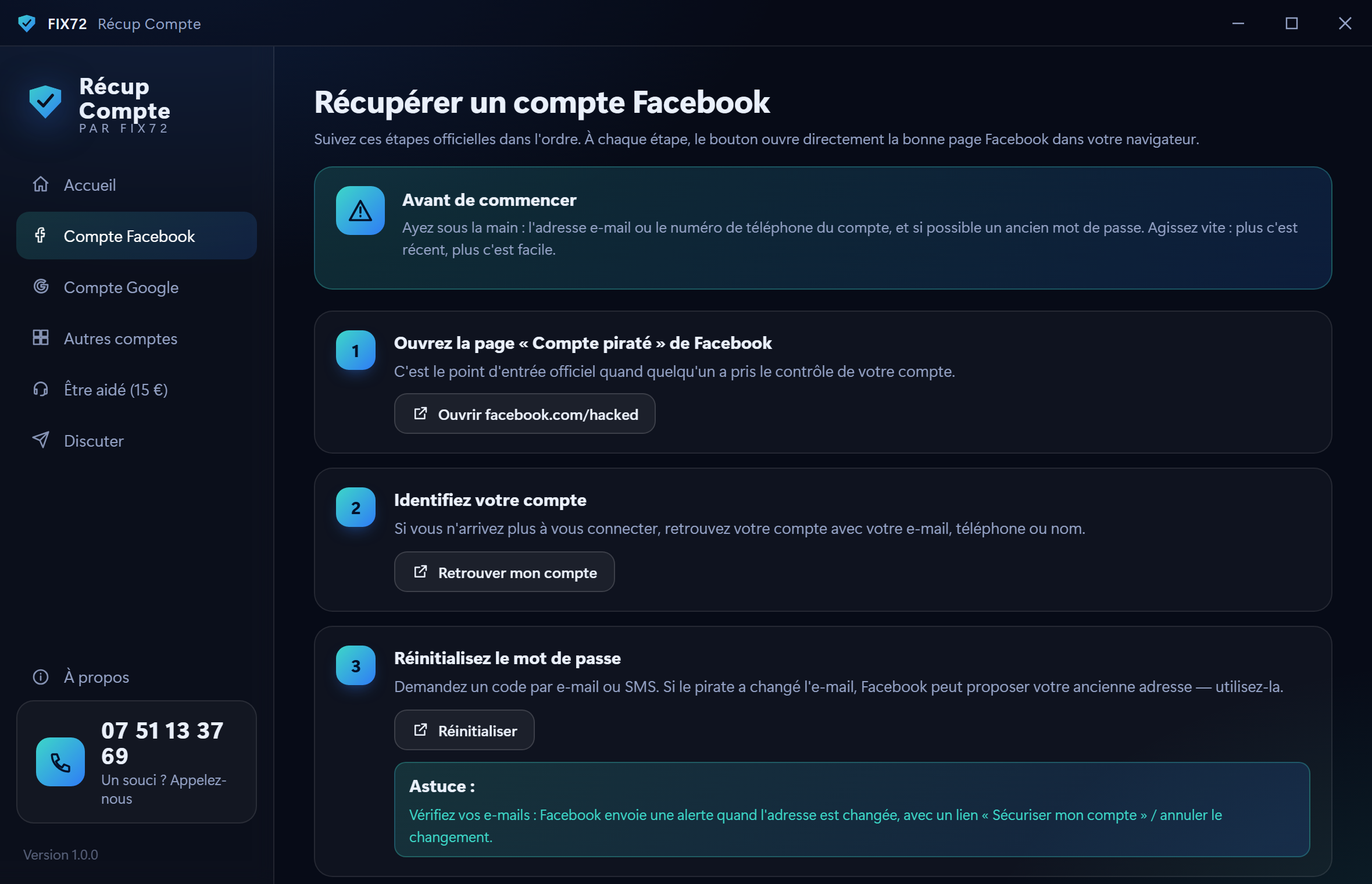 Guides officiels pas à pas